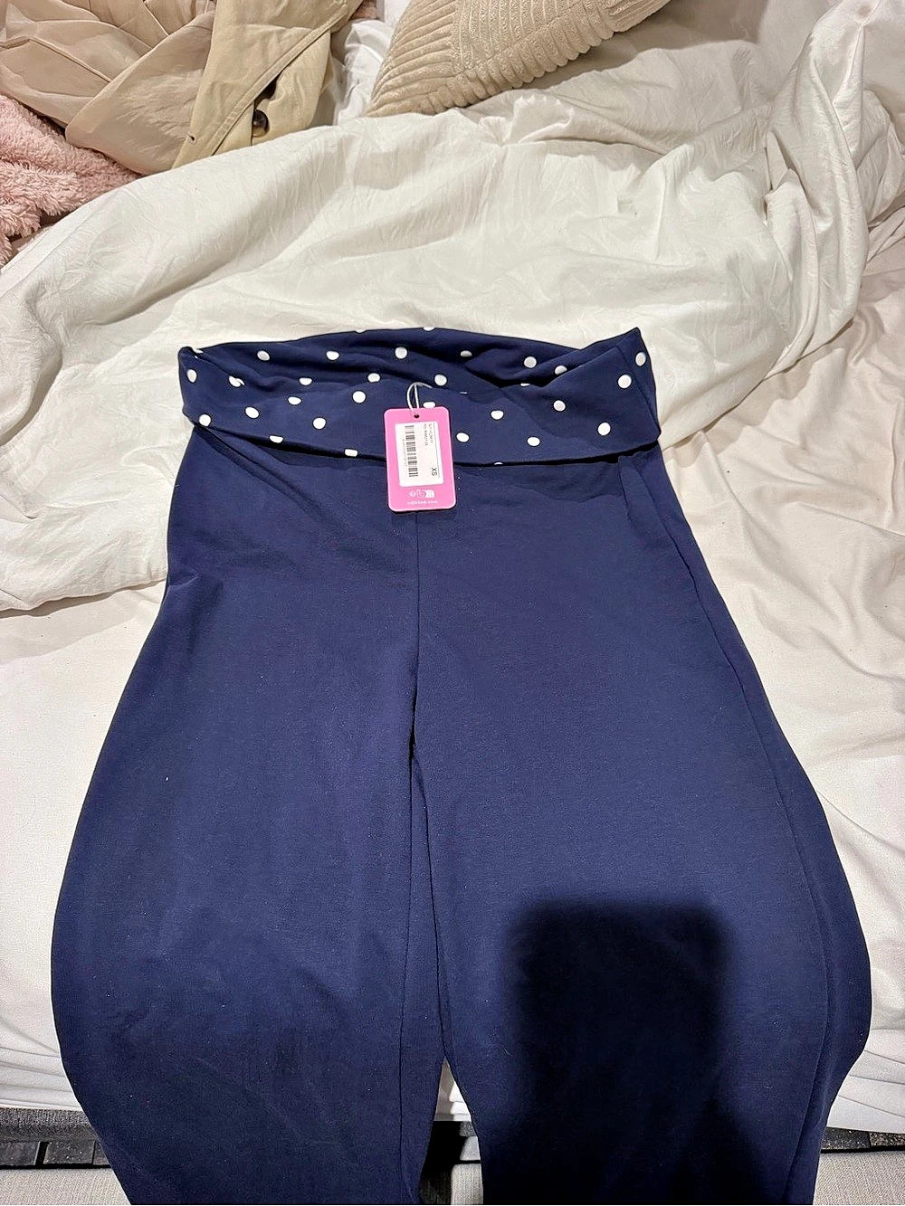edikted P.O. R8853-1CL Polka Dot Waist Leggings in Blue Size XS NWT